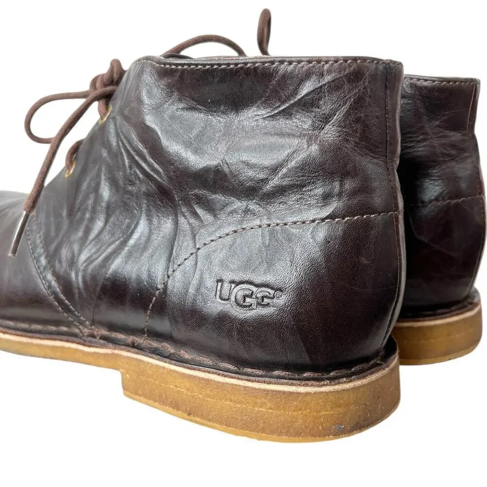 UGG Leighton Crepe Leather Lace Up Chukkas Boots Men's Size 10